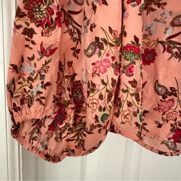 LOFT Pink Peach Floral Boho Peasant Cottagecore Top Size Medium - Picture 6 of 12